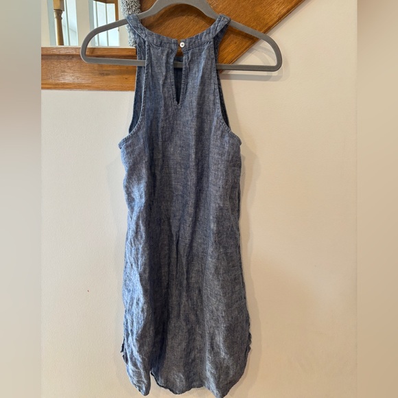 Tahari Blue Sleeveless Linen Dress W Keyhole Back - Women’s Medium - Picture 5 of 6